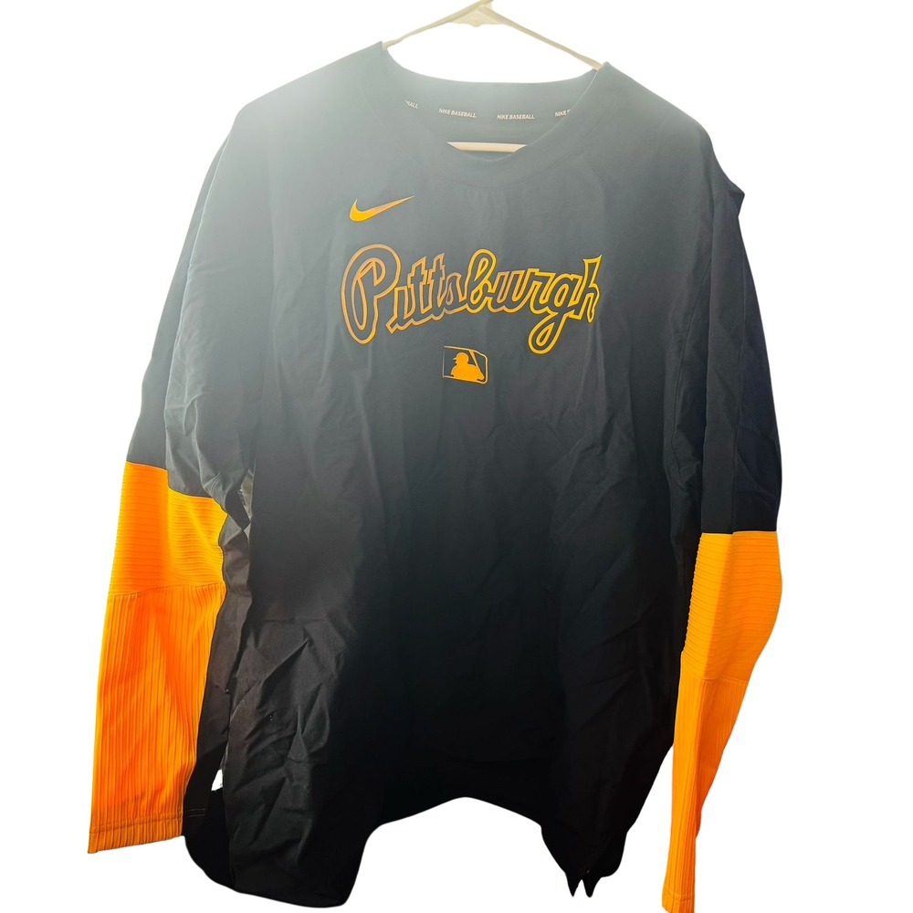 Nike Pittsburgh Pirates MLB Sweatshirt XL Black Gold Authentic Collection Top